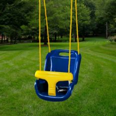 An Infant Swing in a grassy area.