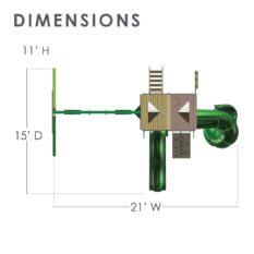 A diagram showing the dimensions of a Chateau w/ Tube Slide Swing Set.