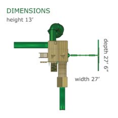 A diagram showing the dimensions of The Reserve II Swing Set.