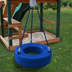 A swing set with a 360° Turbo Tire Swing.