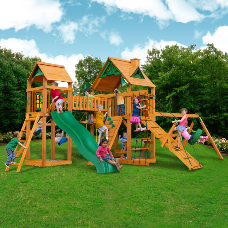 Chateau W/ Clatter Bridge & Tower, Tire Swing, Swing Set - Playnation ...