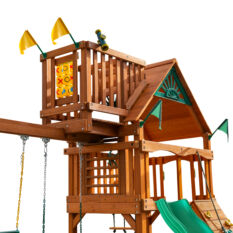 A Chateau Tower with swings and a slide.