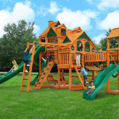 An EMPIRE EXTREME SWING SET with a slide and swings.