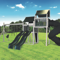 A playground set with a slide and swings, The Orlando Combo.