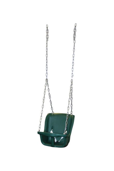 Green baby swing with chains