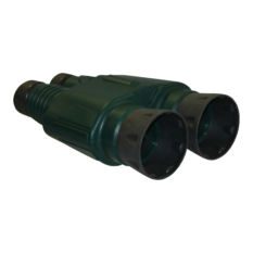 A pair of green BINOCULARS on a white background.