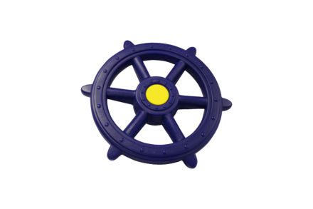 A blue SHIP'S WHEEL on a white background.