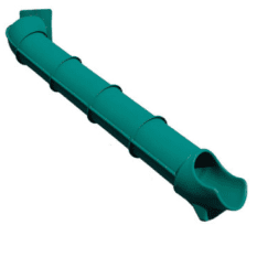 Green tube slide with a curve