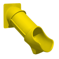 A yellow plastic TUNNEL EXPRESS SLIDE 3′ holder on a white wall.