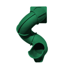 A green plastic TURBO TWISTER SLIDE 7' with a curved end.