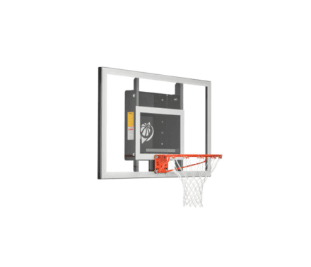 A GS72 BASELINE WALL-MOUNTED basketball hoop with a white frame.
