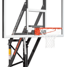 A GS72 WALL-MOUNTED basketball hoop on a black background.