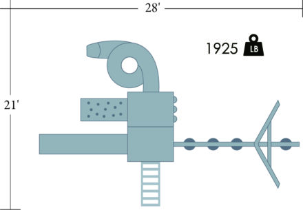 A diagram showing the dimensions of a Space Shuttle.