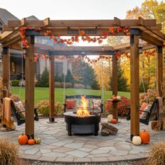 14' Ring of Fire Cedar Pergola w/ Mushroom Stain