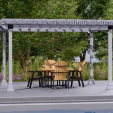 10' x 14' Hollander Wood Pergola w/ Sky Gray Stain & 6'' Higher Posts