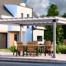 12' x 16' Hollander Wood Pergola w/ Sky Gray Stain & 6" Higher Posts